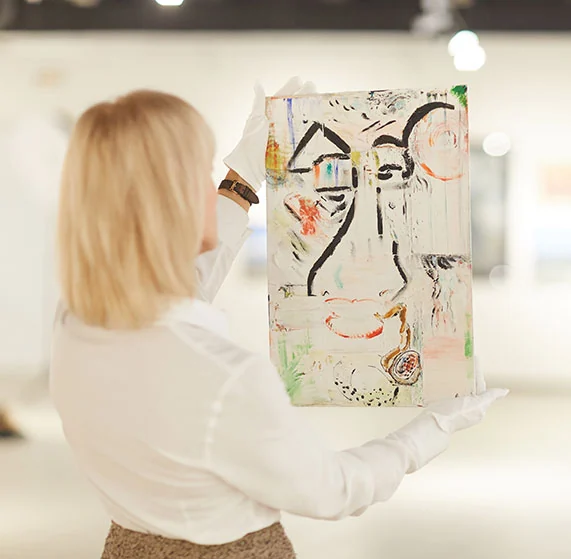An artwork being examined during an appraisal